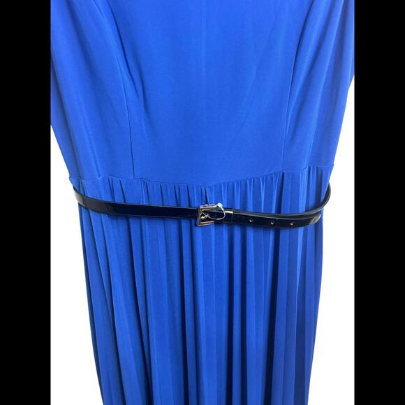 Tommy Hilfiger Women's Belted Pleated Midi Dress Blue Size 6 - Picture 2 of 6